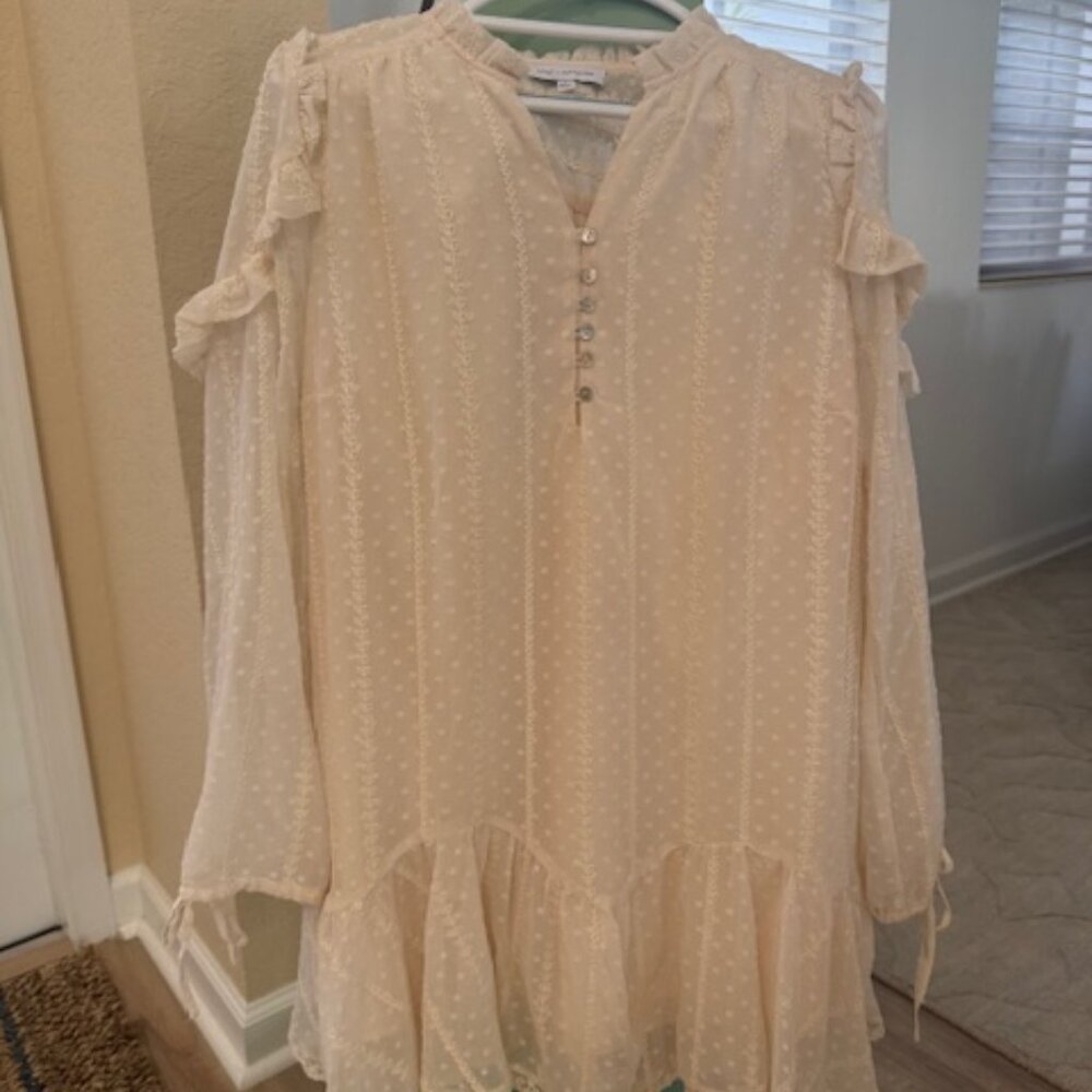 Lost + Wander Cream Swiss Dot Ruffle Dress | Boho Romantic Size S